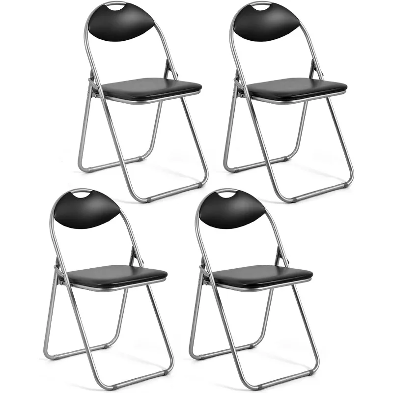 2/4/6-Pack Folding Chairs Set - Waiting Room Chairs with Padded Seats and Carrying Handle for Desks Home Office Steel