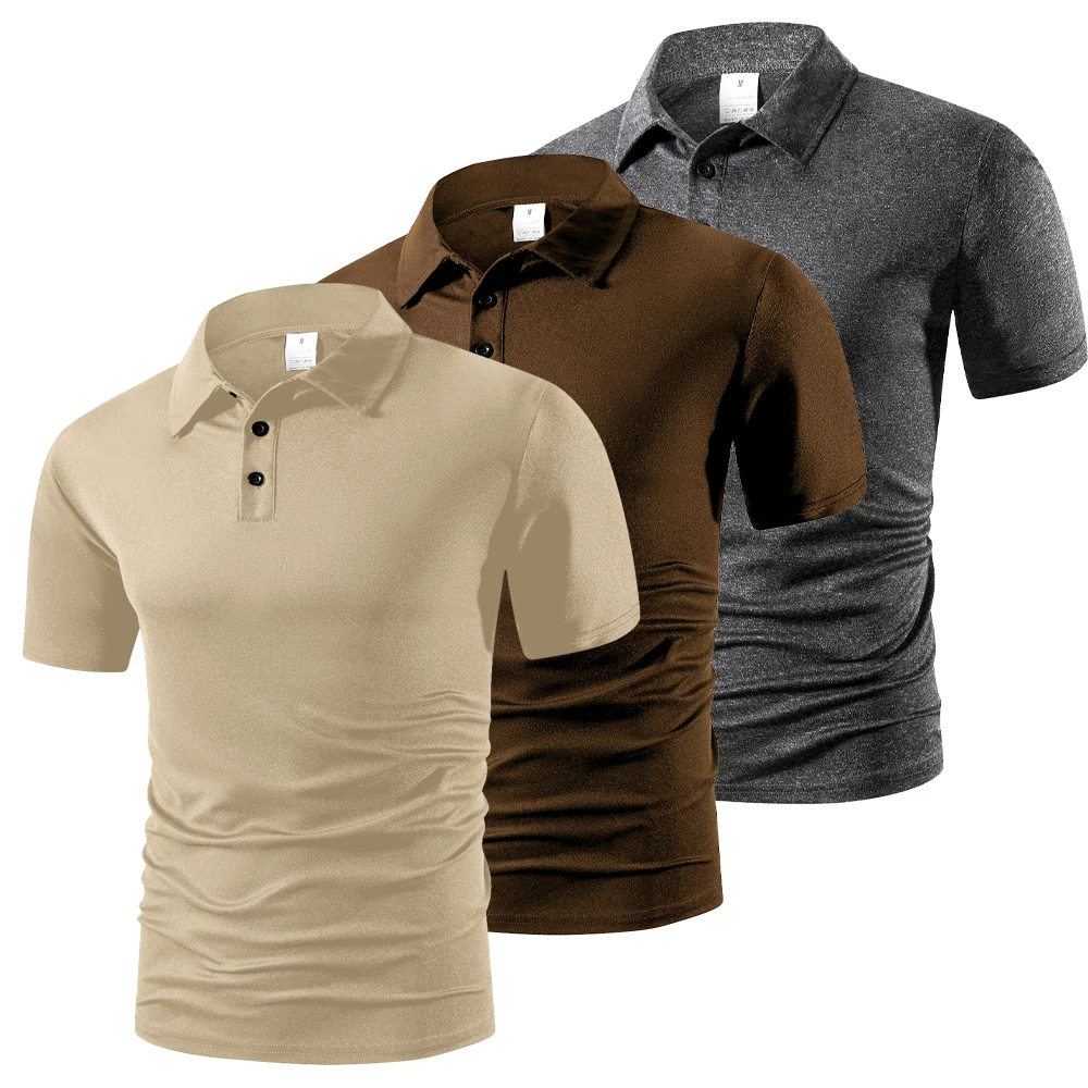 Summer Men's Short Sleeve Polo Shirt Solid Color Button Tshirts Lightweight Lapel Streetwear Men Breathable Basic Polo Shirt