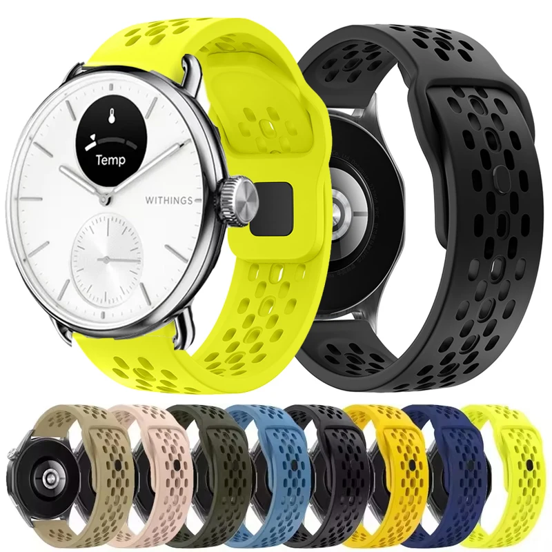 18mm 20mm Breathable Sport Strap For Withings ScanWatch 2 38mm/42mm Silicone Band For Steel HR 36mm/40mm/Light/HR Sport/Move/ECG