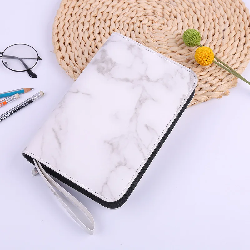 A6 Hand Zip Bag Marble Loose Leaf Binder Notebook Inner Core Cover Note Book Planner Office Stationery Supplies