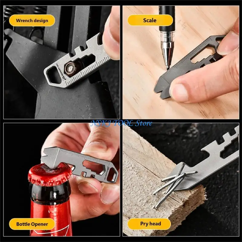 L8RC Miniature Metal Alloy Every Day Carry Pry Bar Tool With Wrenches Bottle Opener And Rulers