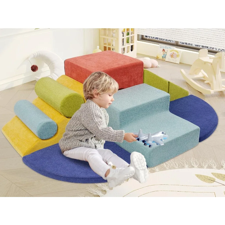 10 pçs brinquedos de escalada e blocos de escalada de espuma conjunto de jogo de atividade de escalada e rastreamento dentro de equipamento de jogo macio com slide colorido s