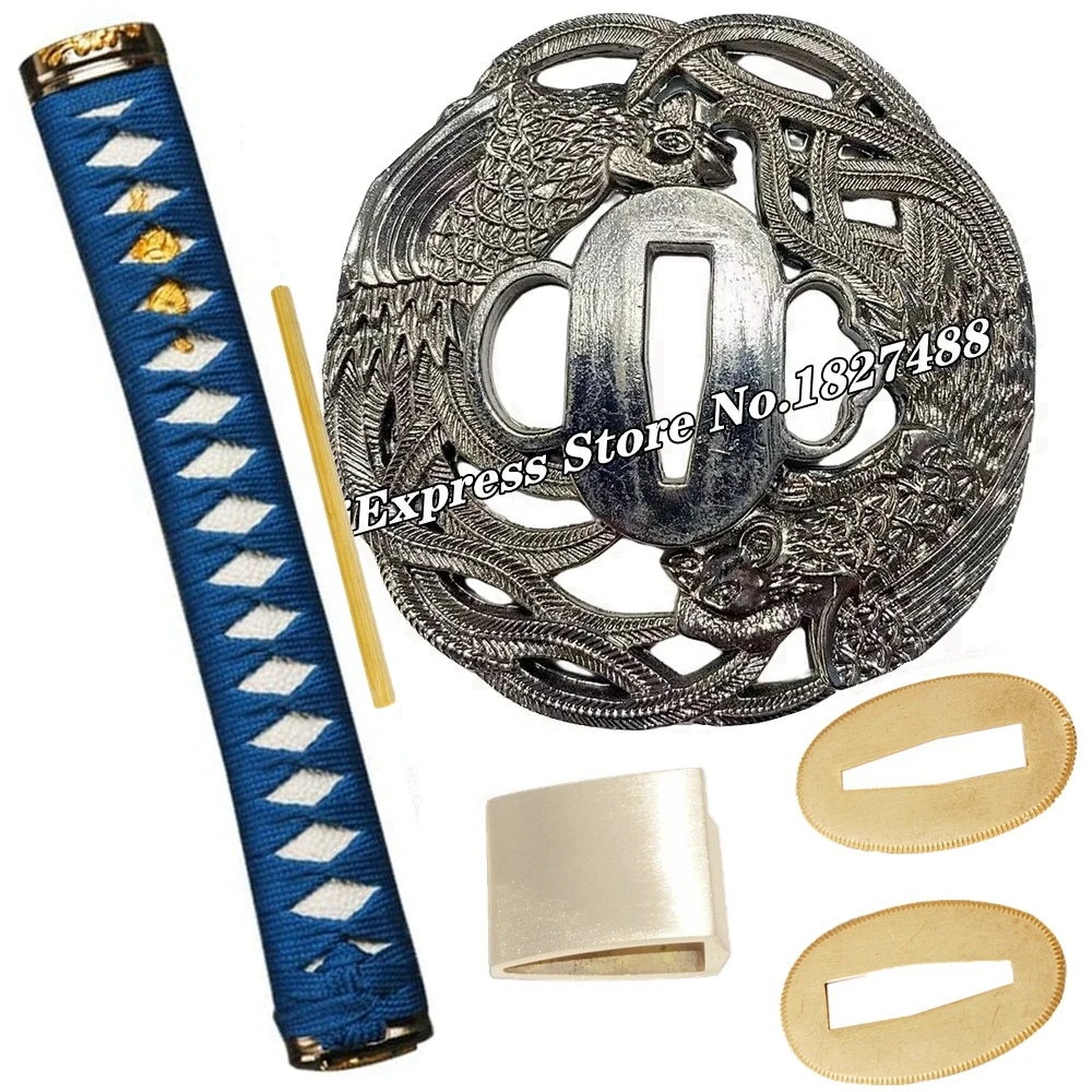Set Handle Accessory Phoenix Tsuka Tsuba Dragon Menuki Fuchi Kashira Habaki Seppa For Japanese Sword Tanto Katana Wakizashi