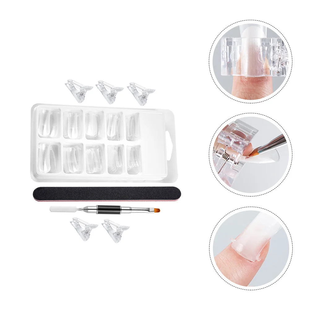 

1Set Manicure Extension Nail Mold Kit Reusable Practical Nail Art Tools for Easy Manicure Art DIY Crystal Clips Included