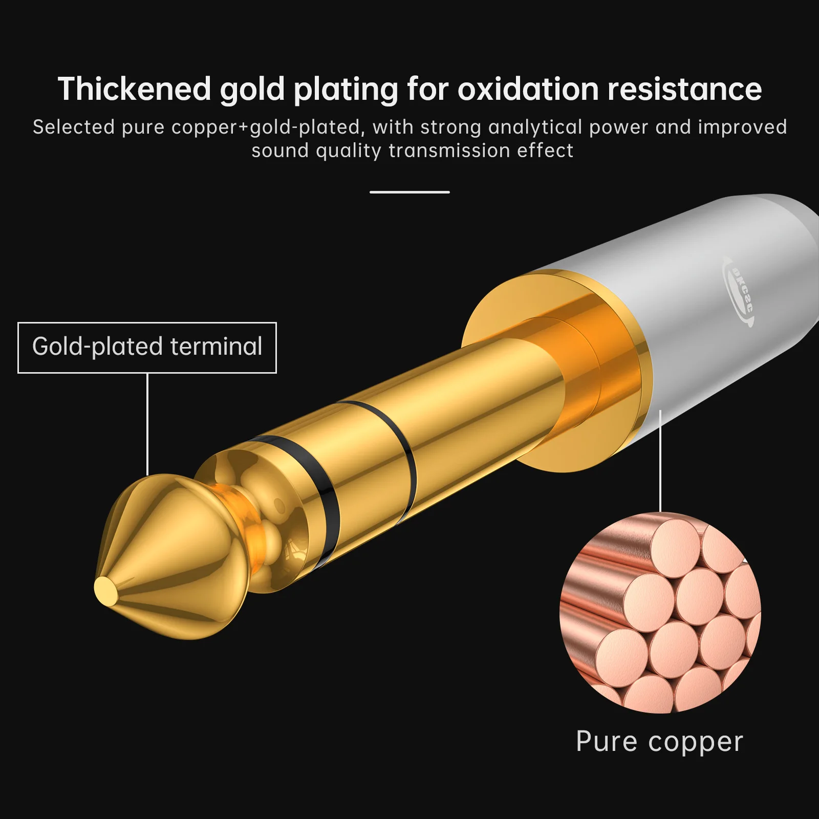 Okscc P635 6,35 мм DIY Съемный металлический штырь HiFi аудио адаптер для звука/усилителя/микшера/наушников/звуковой карты/электрической гитары