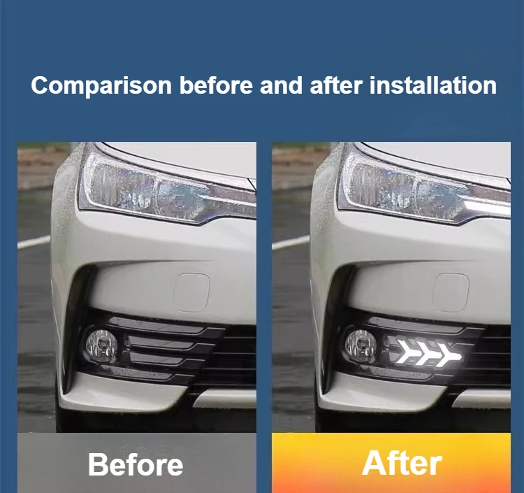 For Toyota Corolla 2017-2018 Car Led Daytime Running Light Front Fog Lamp Yellow Dynamic Turn Signal DRL 12V Daylight Night Blue detail image 4