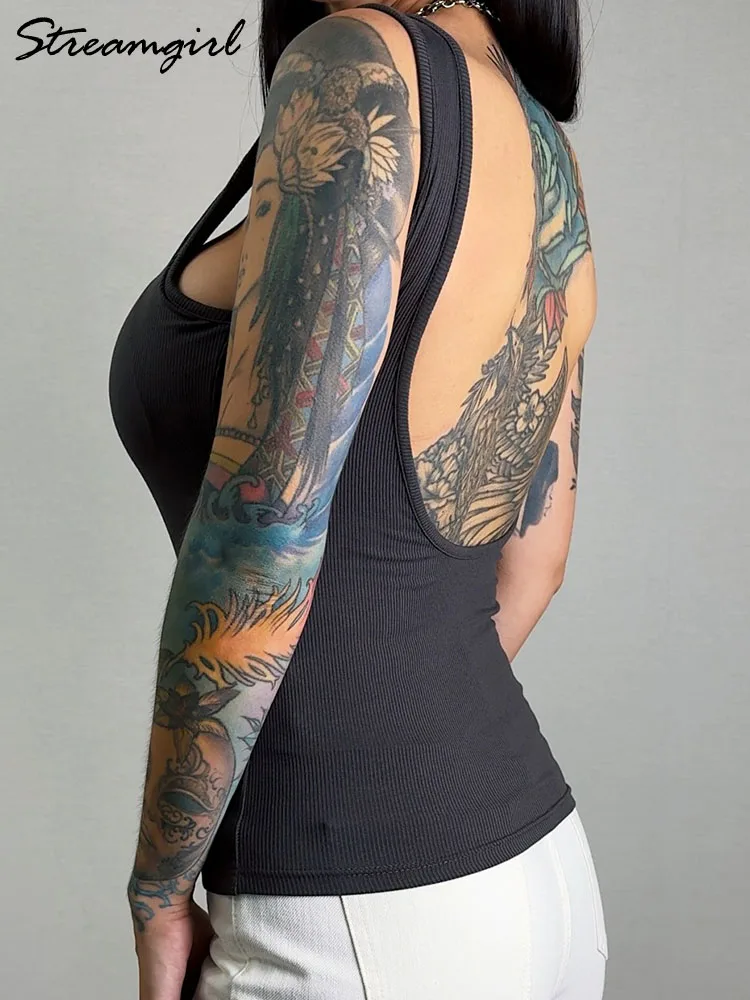 Backless Tank Tops With Built In Bra Women Summer White Sexy Square Neck Sleeveless Beach Tube Top Black Camisole With Shelf Bra image 5