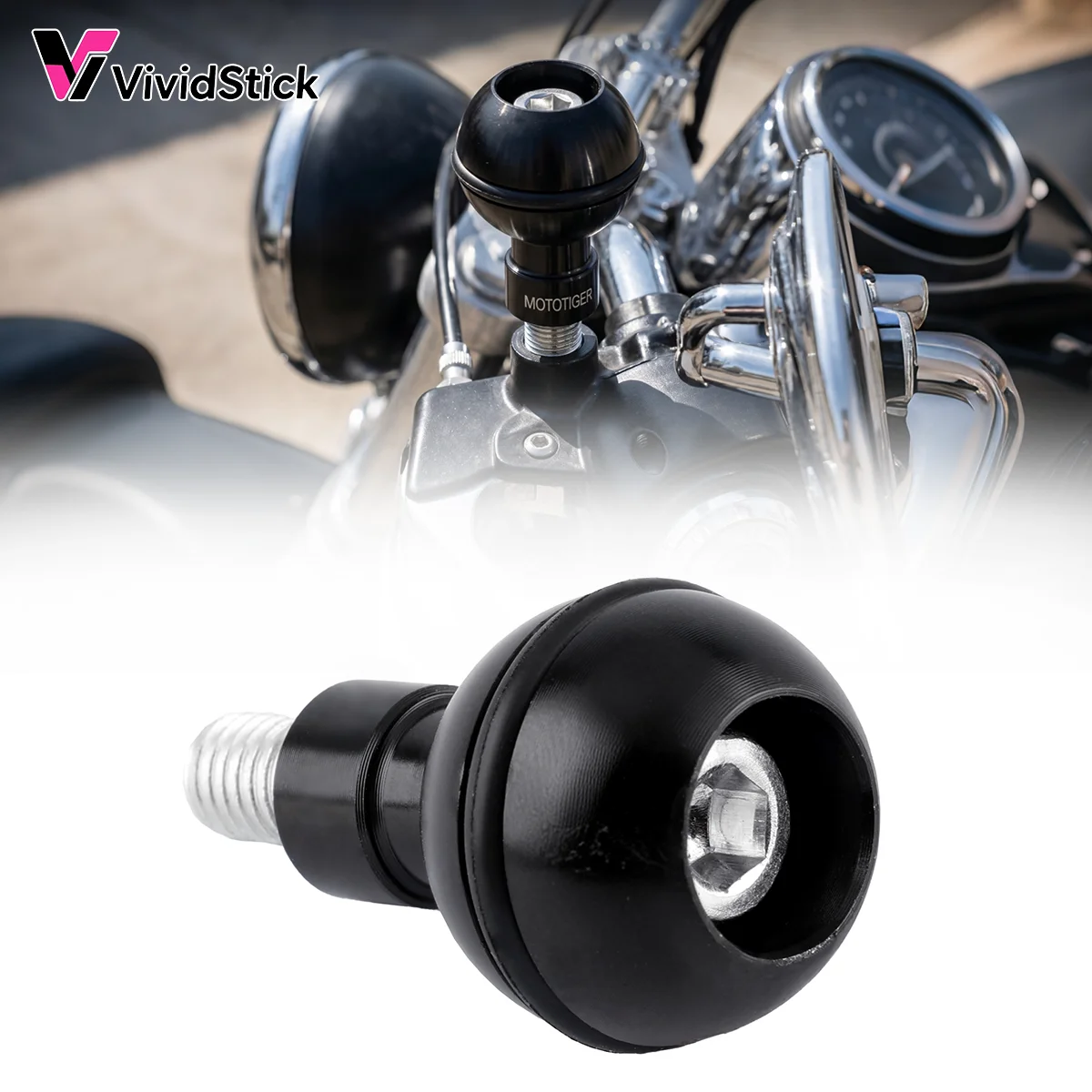 CNC Aluminum M8 M10 Motorcycle Ball Mount Adapter Anti‑Slip Shockproof Base For Phone Holder Action Camera Motorbike Accessory