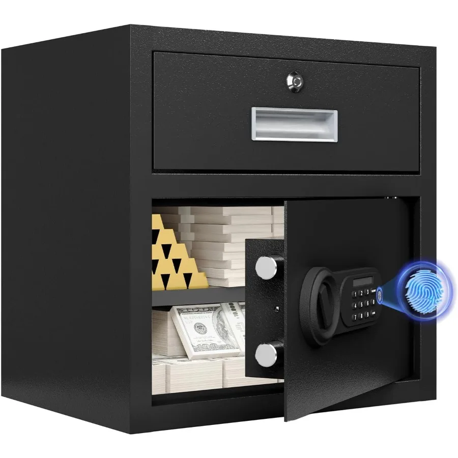 

1,7 куб. фута Домашний сейф Стальной сейф для пистолета с биометрическим депозитным сейфом по отпечатку пальца с большими коробками с замком 3 способа разблокировки Upg