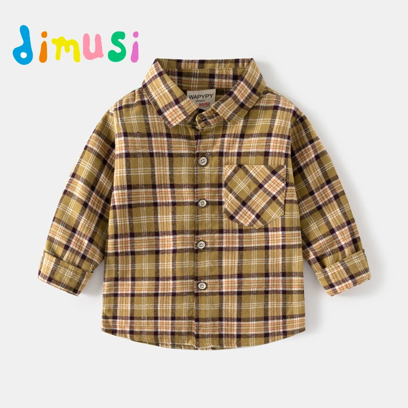 Autumn Boys' Woolen Shirt Outdoor Casual Pure Cotton Breathable Kids Long Sleeve Tops Fashion Plaid Shirt Children's Clothing