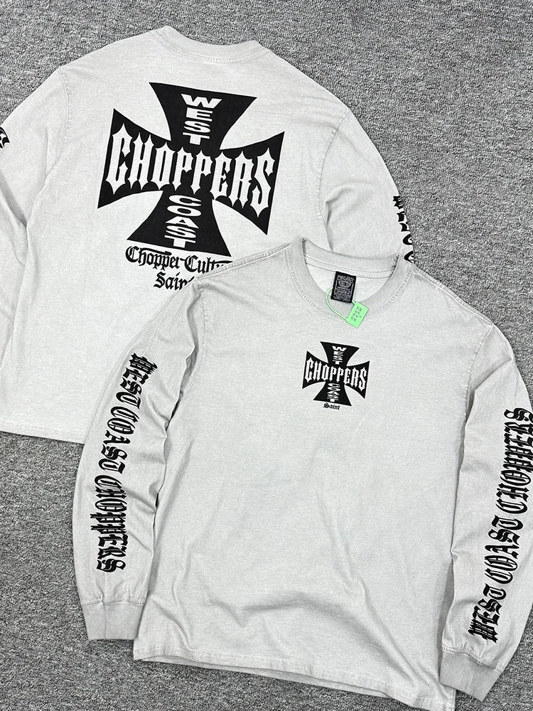 

Винтажная футболка WestCoast с длинным свеком и дышащим хлопковым топом для повседневной носки, молодежная мода