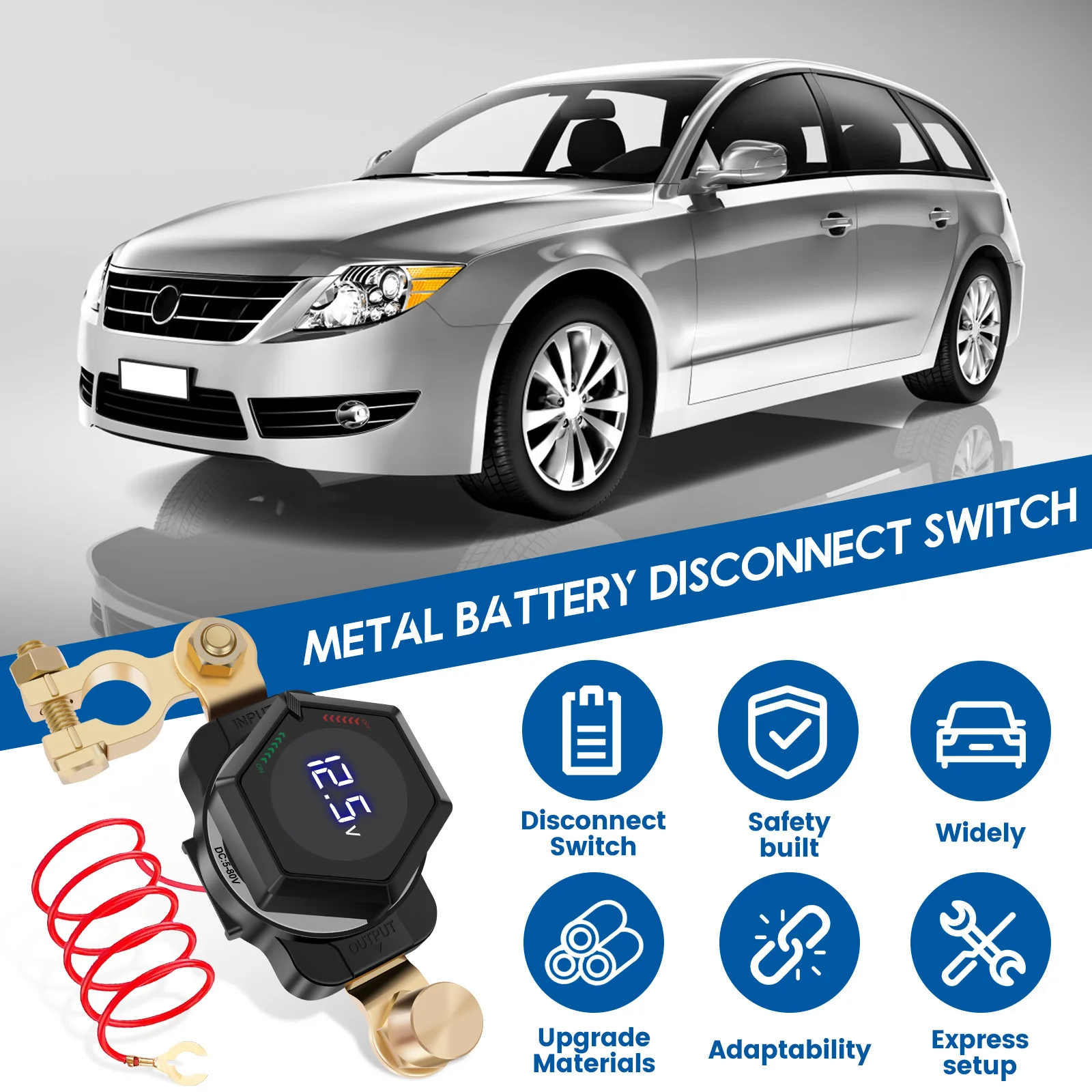 Battery disconnect switch brass battery pole power-off integrated switch car modification extension accessory power switch