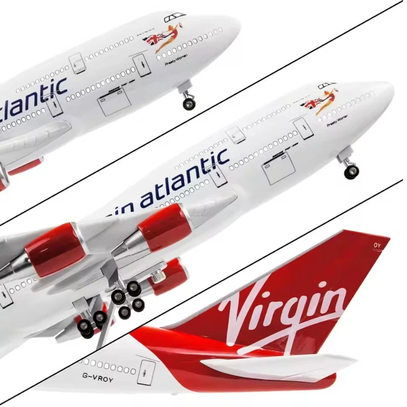 مقياس 1:150 دييكاست نموذج الخطوط الجوية الأطلسية العذراء بوينغ B747/B787 طائرة من الراتنج مع عرض مجموعة ألعاب العجلات الخفيفة