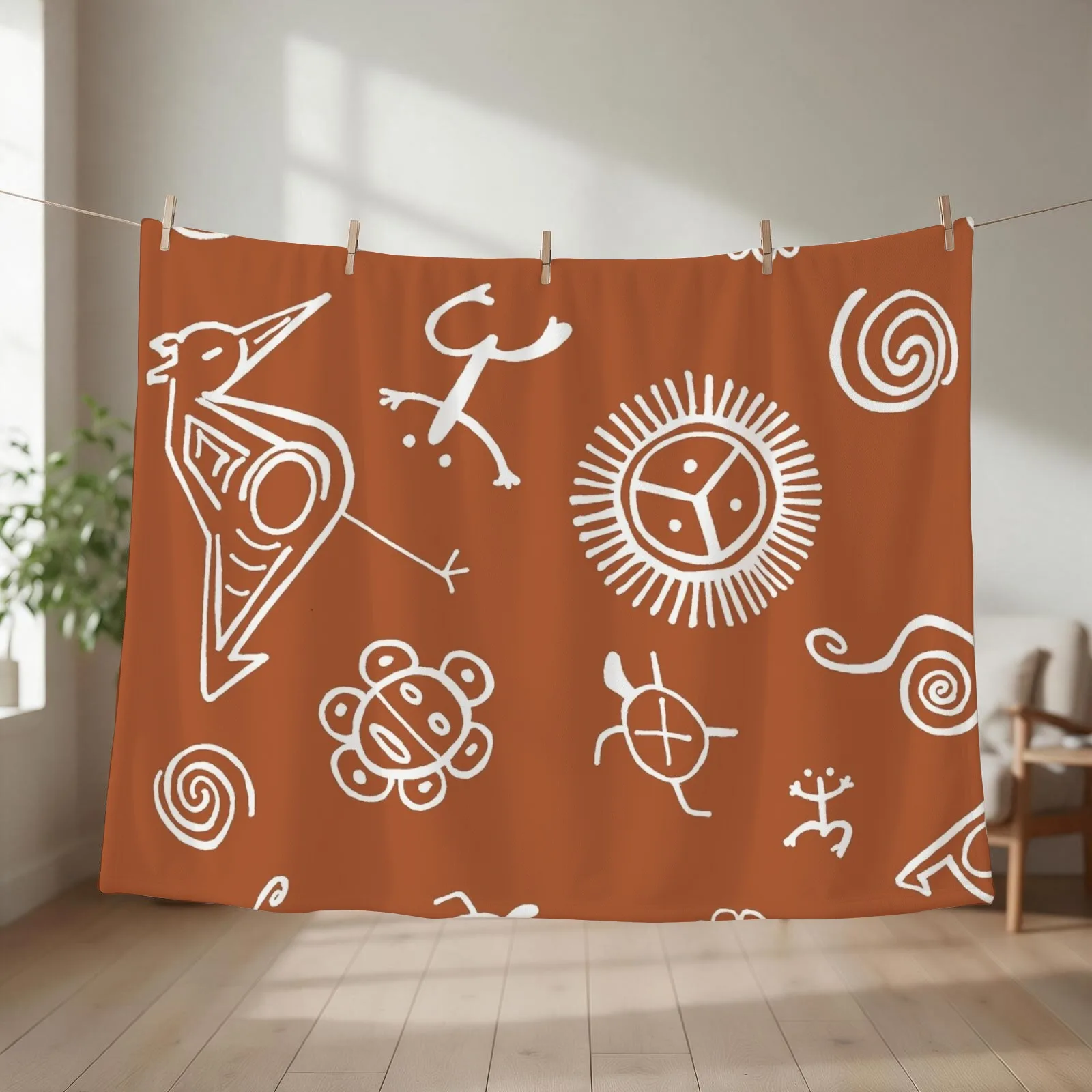 Taino Pattern Throw Blanket couch cozy soft plush fuzzy picnic outdoor blanket