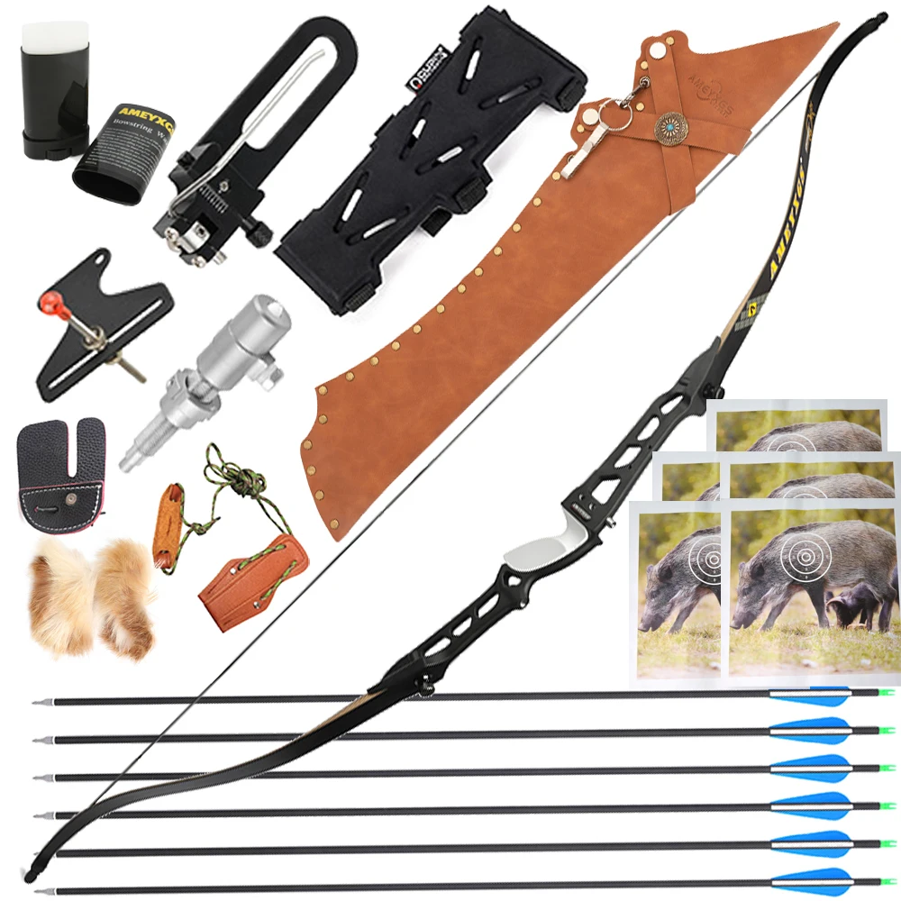 

68" Recurve Bow Arrow 20-40 lbs Hunting Take Down Bow Handle for Right Hand Outdoor Target Shooting Archery Equipment