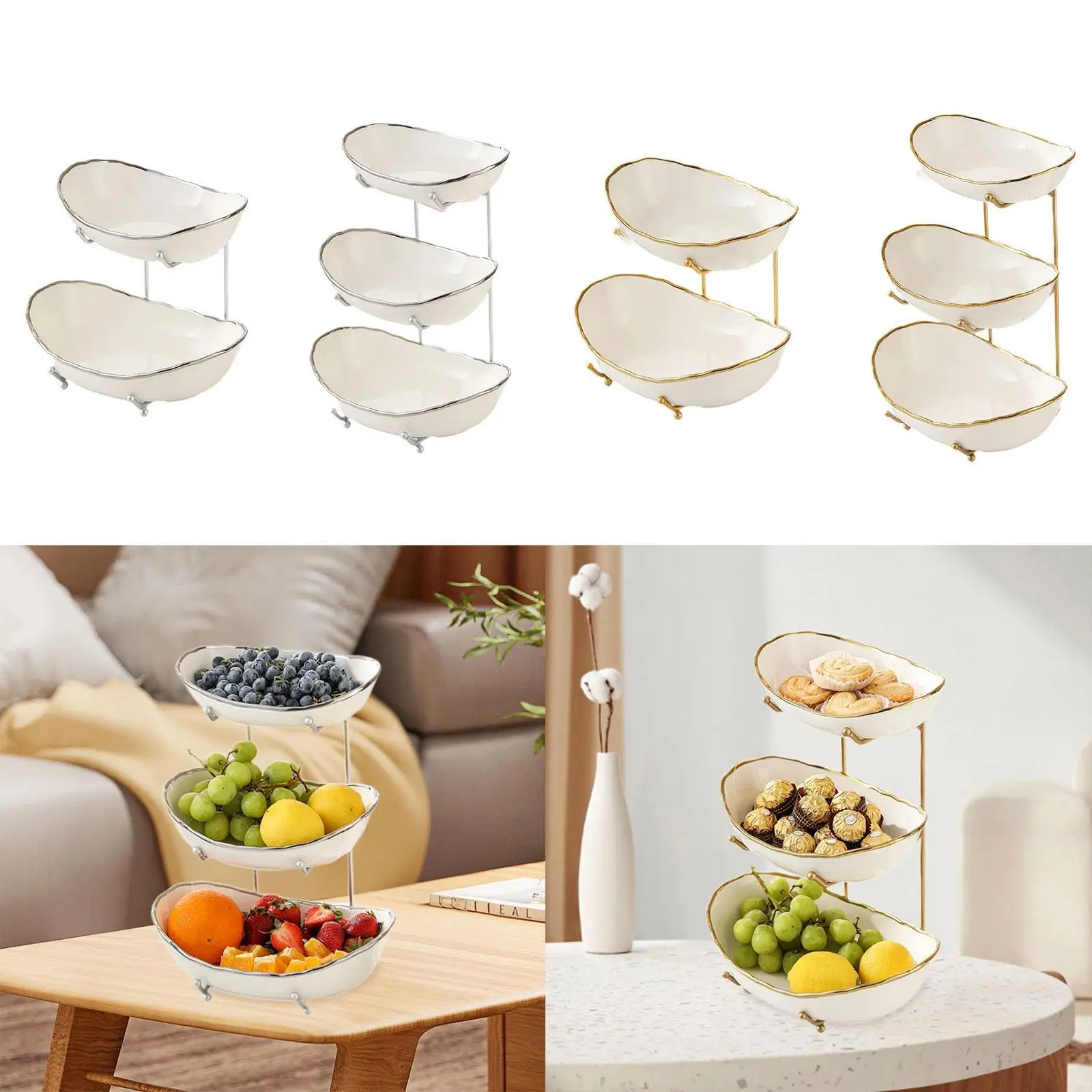 

Керамическая ваза для фруктов для кухонной стойки, многослойный поднос для закусок и десертов, многоуровневый