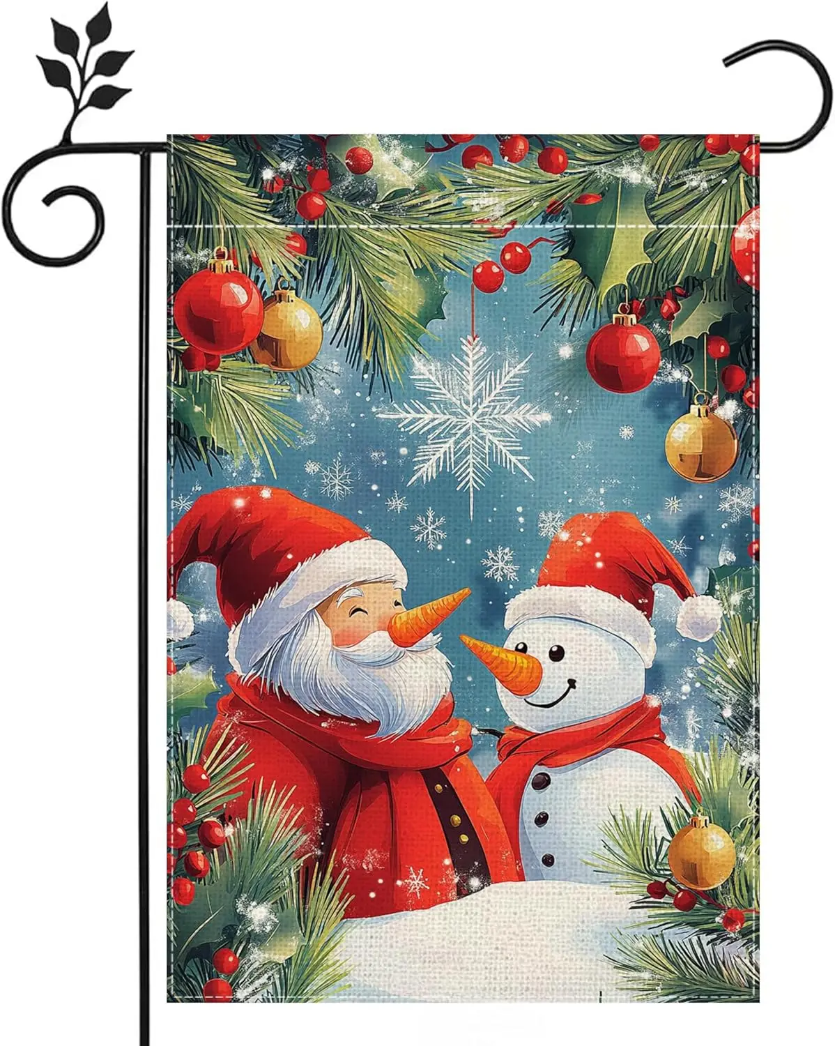 Winter Gnome Christmas Garden Flag for Outside, Snowman Snowflake Welcome Yard Flag 12x18 Inch Double Sided Burlap Holiday F zzo