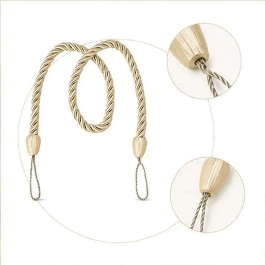 4Pcs Natural Style Rope Curtain Tiebacks Decorative Strap Curtain Holdback Belt for Living Room Bedroom Bathroom Office Window
