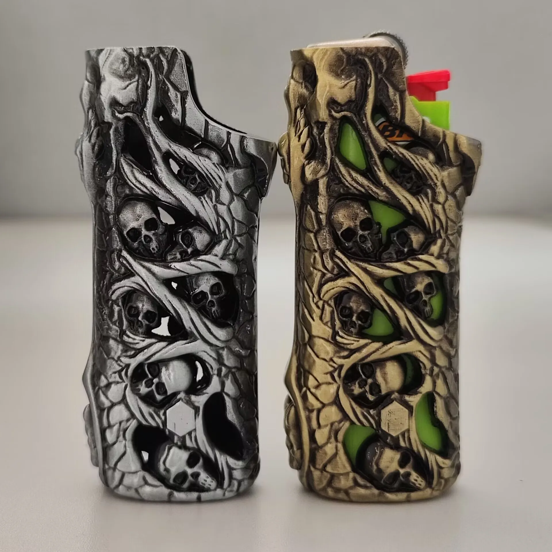 New 1PC Metal Lighter Case Cover Shell Fits Bic J6 Size Lighter Skull Lighter Case Cover lighter Protector
