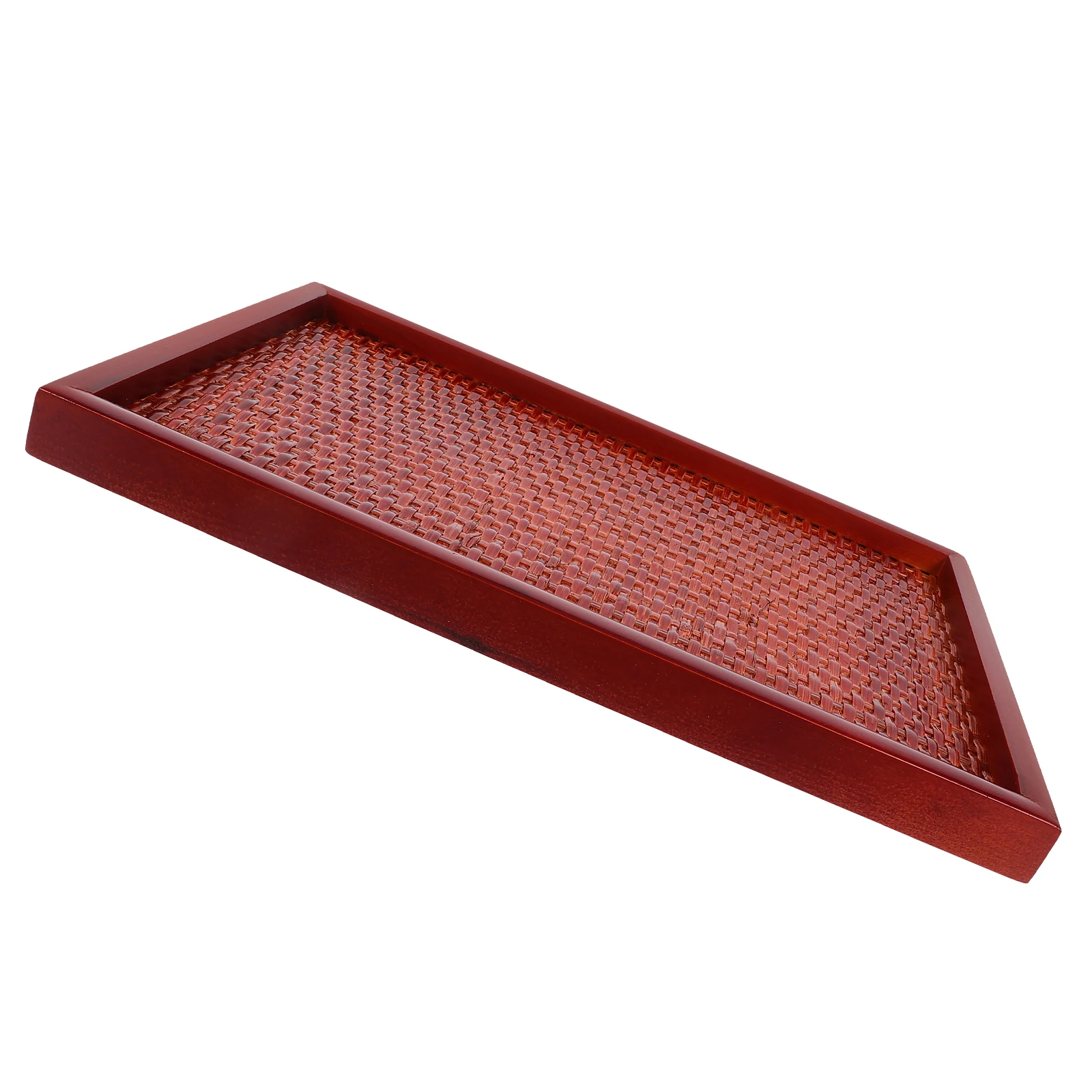 

Bamboo Woven Tray Wood Desktop Tea Tray Fruit Snack Serving Plate Decorative Storage Basket Rustic Fruits Plate