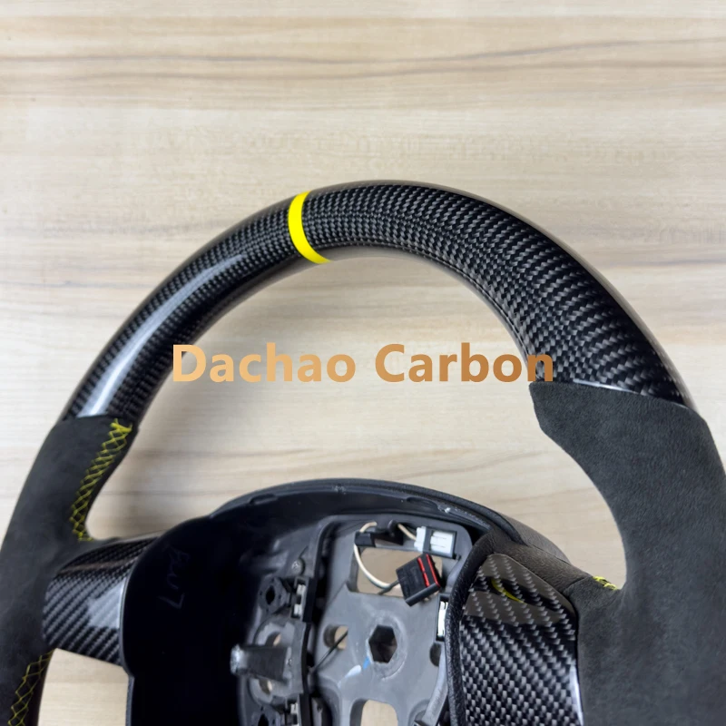 

Yellow Marker Glossy Real Carbon Steering Wheel For Ford Focus MK2 2008-2010 High Quality Sport Wheel Custom Style