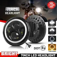 Faro Led de 7 pulgadas DOT E9 anillo de Halo blanco amarillo DRL Ojo de Ángel para Moto SUV ATV faro de haz alto y bajo 12V 24V