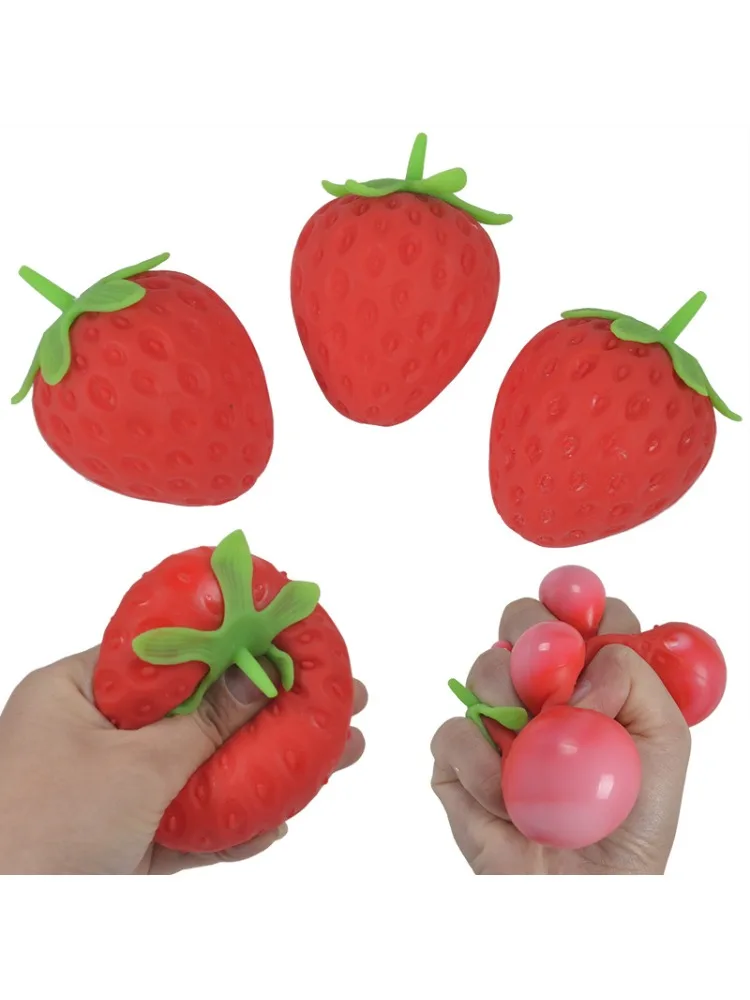 Weiche Erdbeer-Frucht-Squishy-Spielzeuge – Langsam aufsteigendes Stressabbau-Spielzeug für Erwachsene, Quetsch-Anti-Angst-Sensorik-Fidget-Spielzeug