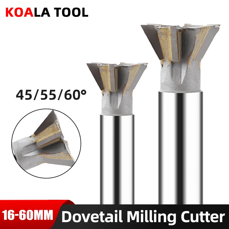 YG8  Dovetail Groove Milling Cutter 45/55/60 Degrees  Welded tungsten steel  straight shank  Hard Alloy Milling Cutter 16-60mm