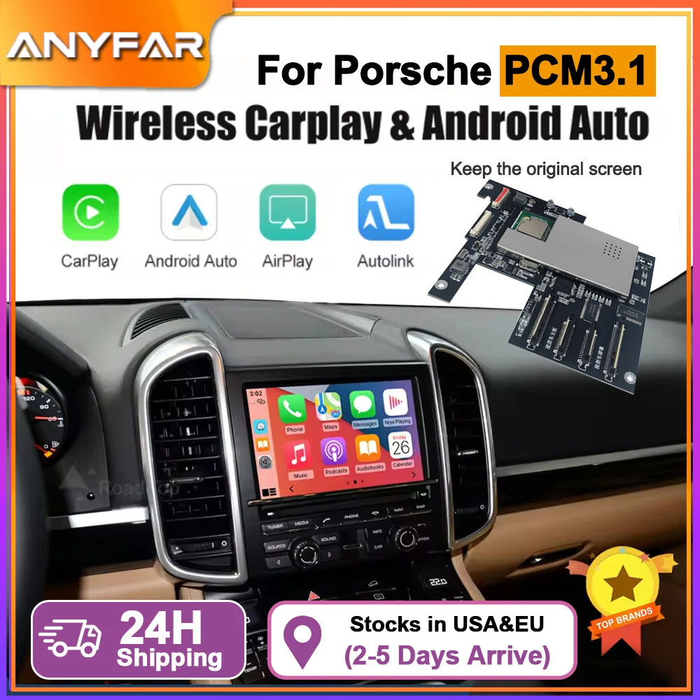 ANYFAR Kabelloses CarPlay Android Auto für PCM 3.1 Panamera Cayenne Macan Cayma 911 918 unterstützt Mirror Link AirPlay Kamera