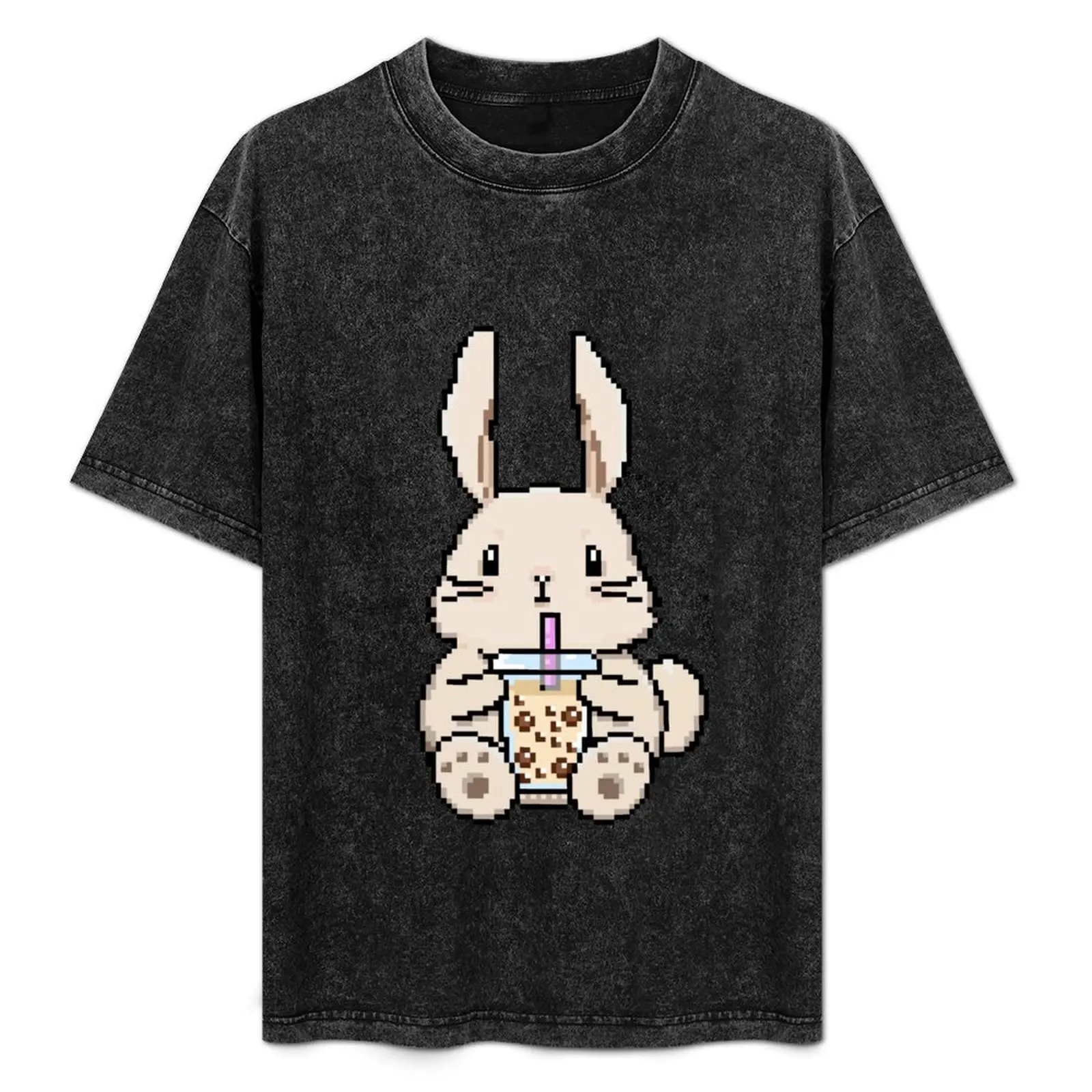 

Pixel Bunny Loves Boba Tea! T-Shirt korean fashion animal prinfor boys men tshirt