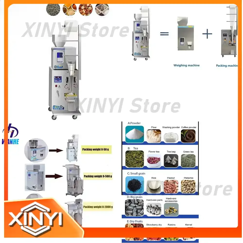 WANHE Automatic Tea Filling Weight Packing Machine for Snack Popcorn Cashew Nut Seeds Beans Peanut Small Grain Packaging