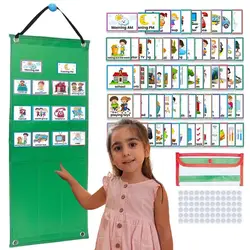 Visual Schedule Calendar For Kids Daily Routine Chart With 70 Cards Calendar Pocket Autism Learning Behavioral Tool School Toys