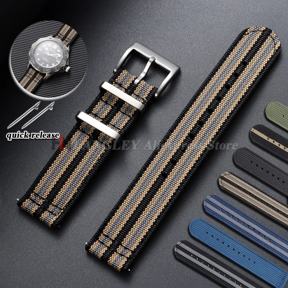 Image of Premium Nylon-Uhrenarmband für Tudor für Omega Sport Ersatzband Schnellverschluss Canvas Gewebtes Universal-Armband Herren-Armband