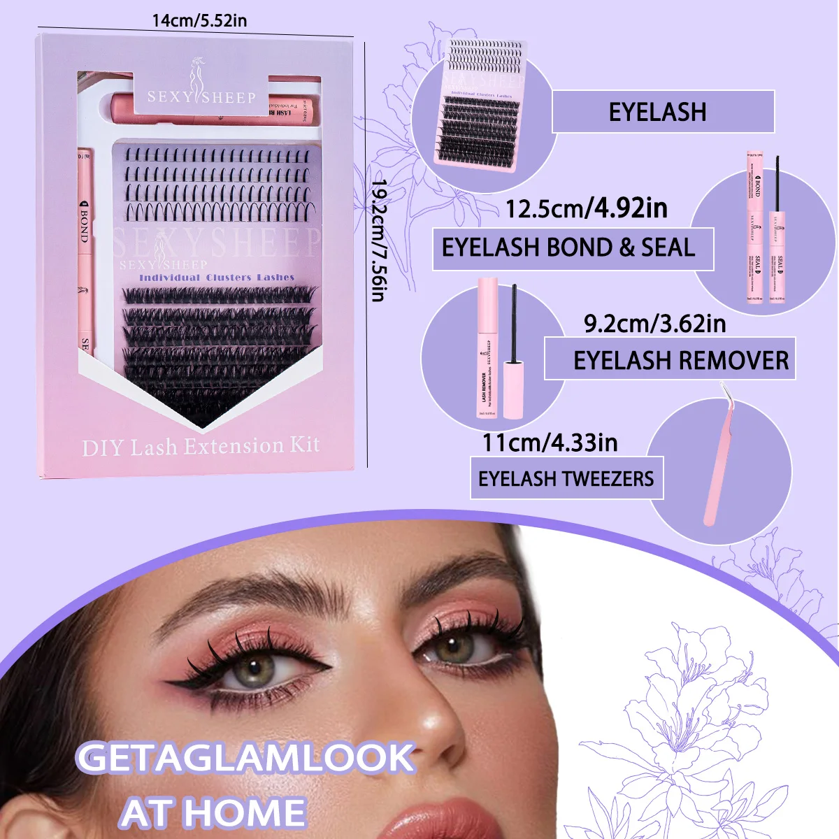 Diy kit de clusters de cílios picos individuais clusters de cílios macio grosso lash clusters kit com ligação e vedação pinça de chicote