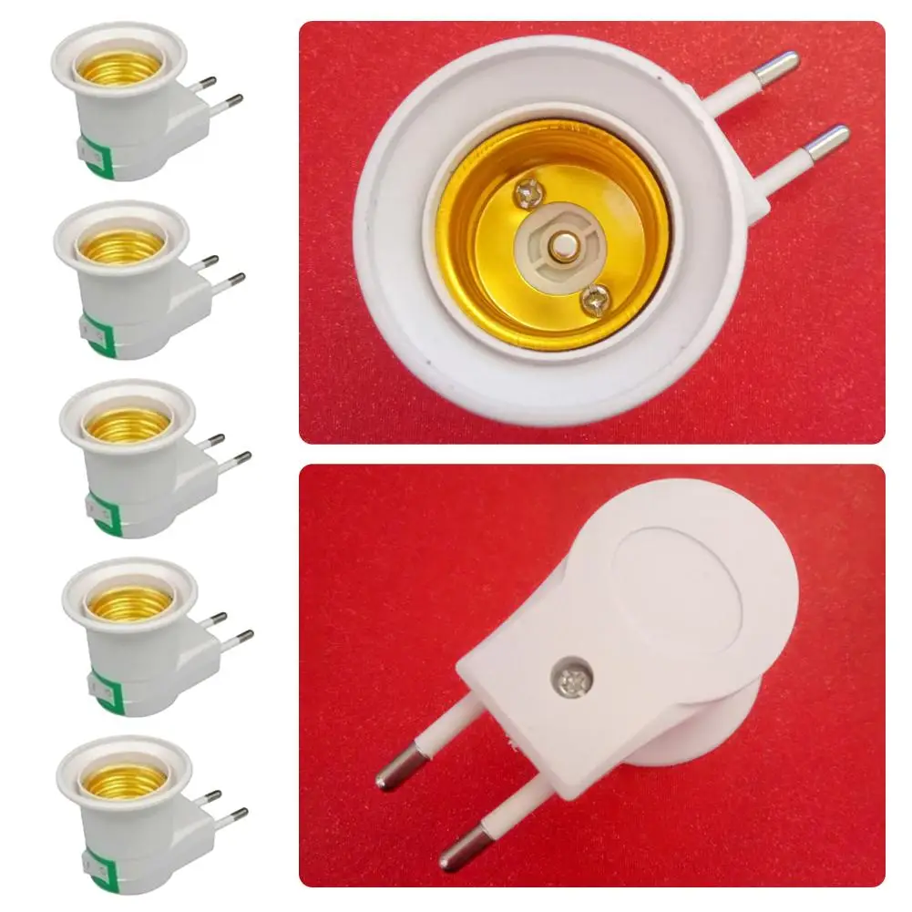 E27 EU Plug Adapter Lamp Socket with Power On-Off Control Switch Socket Lamp Base for Lighting Accessories