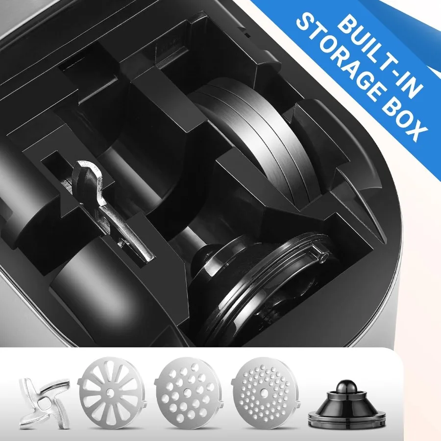 HighPower 3000W Electric Meat Grinder with 6In1 MultiFunctionality for Home Kitchen: Includes 4 Slicing Blades 2 Shredding Blad