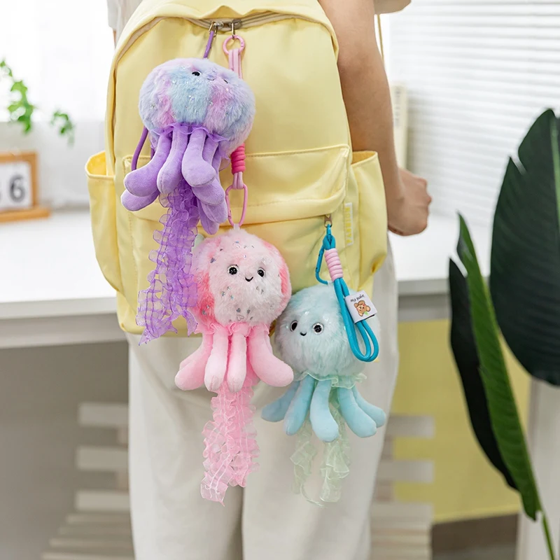 Etherisch Oceaandier Kleurrijk ​ ​   Kwallen knuffel zacht gevuld zeegelei hanger schattig tas decor pluche sleutelhanger voor meisje