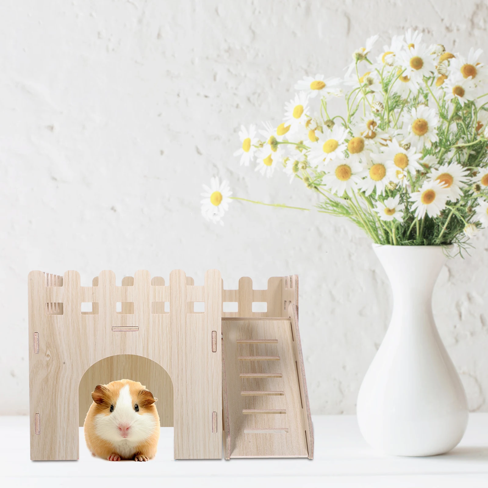 

Solid Wood Shelter Hamster Hideout Cozy Resting Place Small Animals Cage Accessories Wooden Pet House Household Squirrel Nesting