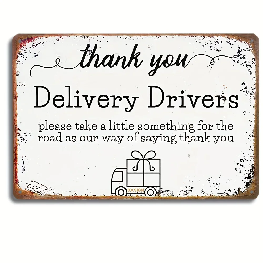 

Appreciation Vintage Metal Sign for Delivery Drivers-'Thank You' with Gift&Truck Graphic-Rustic Wall Decor for Home or Business