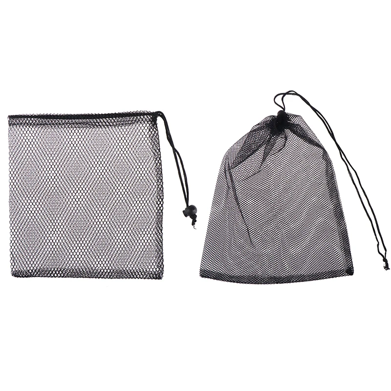 Thickened Mesh Belt Pocket Black Nylon Drawstring Mesh Eye Bag Dustproof Storage Mesh Bag