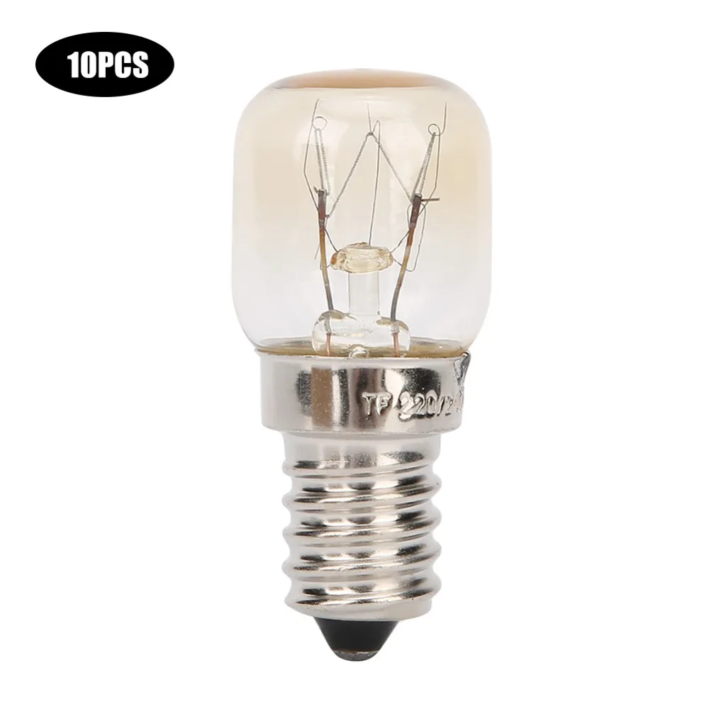 10pcs Nickel Plated Copper Microwave Oven Light Bulb E14 Base 25W Microwave Oven Accessories 300℃ Heat Resistant 110V-130V