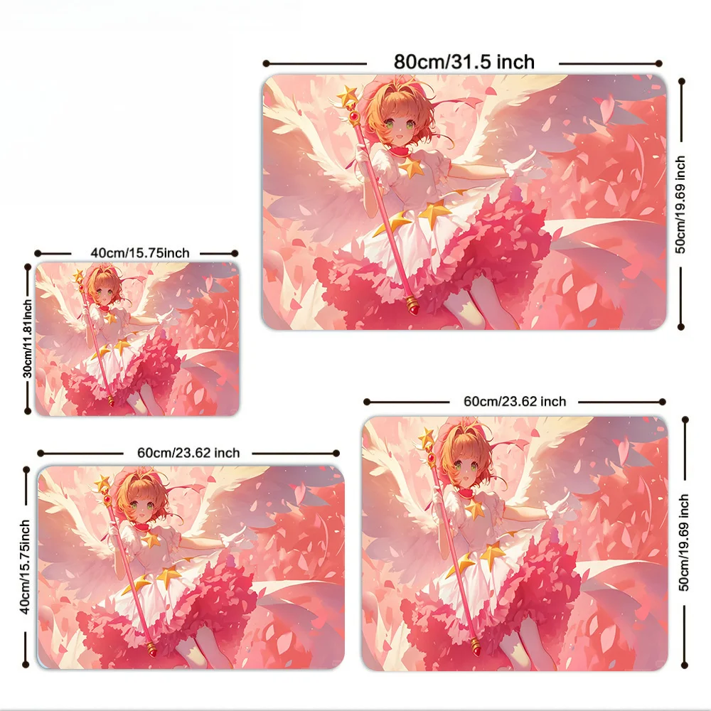Tapis d'évier de cuisine imprimé ailes d'ange en pétales roses Cardcaptor Sakura, plusieurs tailles, antidérapant, lavable, absorbant