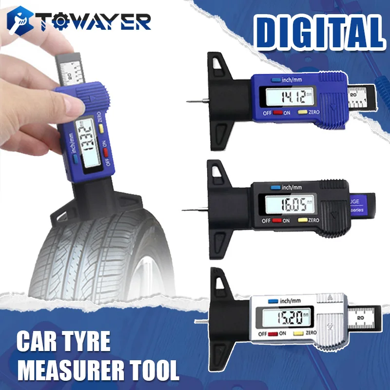 

Digital Car Tyre Tire Tread Depth Gauge Meter Measurer Tool Caliper Thickness Gauges Tread Brake Pad Shoe Tire Monitoring System