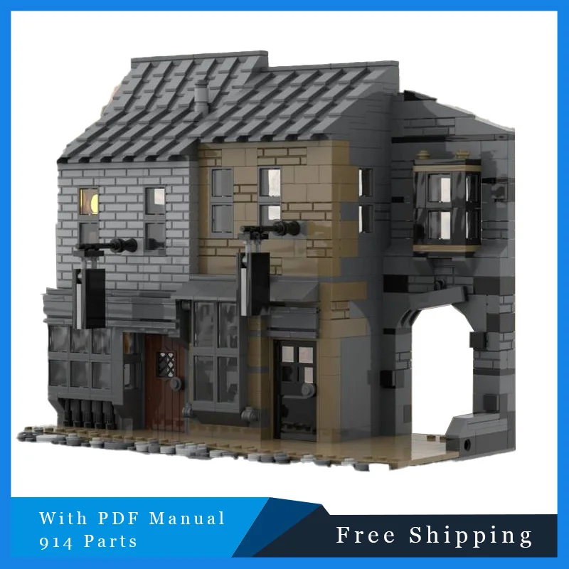 

914 Parts Retro Series City Street View Model MOC Building Block Bricks Educational Creative DIY Toy Set Christmas Birthday Gift