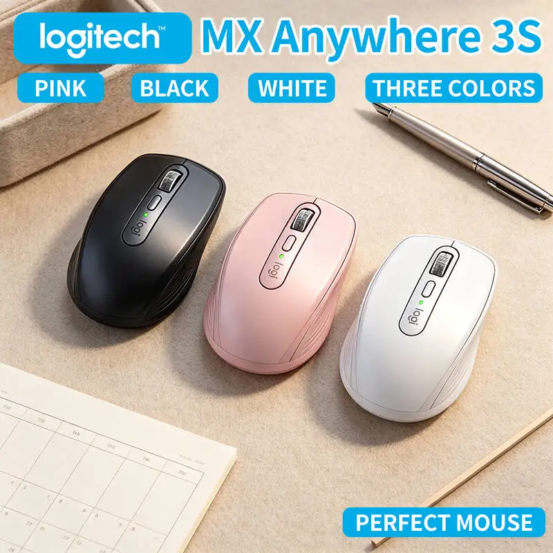 Logitech MX Anywhere 3S Wireless Mouse - Darkfield 8K DPI, MagSpeed Scroll, Silent Click, Multi-OS Support for Classroom