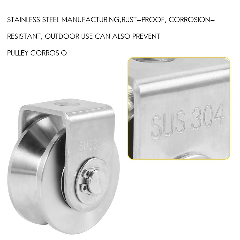 2 Inch V Type Pulley Roller 304 Stainless Steel Sliding Gate Roller Wheel Bearing For Material Handling And Moving