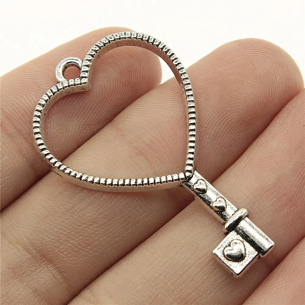 

60pcs/bag 42x25mm Love Key Metal Frame Charm Uv Resin Epoxy Cabochon Setting Antique Silver Color Bezel Setting Photo Frame