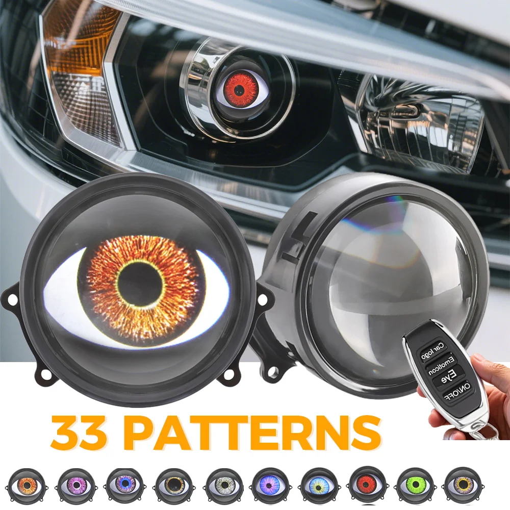 

Dynamic Devils Eyes for Headlights Projector Lens 3 Inch Demon Eyes Fog Lights 33 Pattern DRL for Motorcycle SUV Car Accessories
