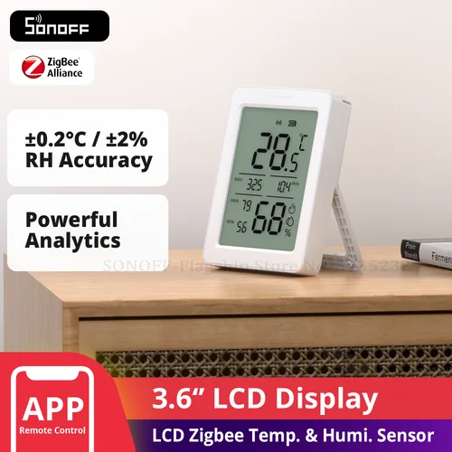 SONOFF SNZB-02DR2 AirGuard TH 3,6 ''LCD Zigbee Sensor de temperatura y humedad aplicación monitoreo funciona con Apple Home a través de Matter Bridge