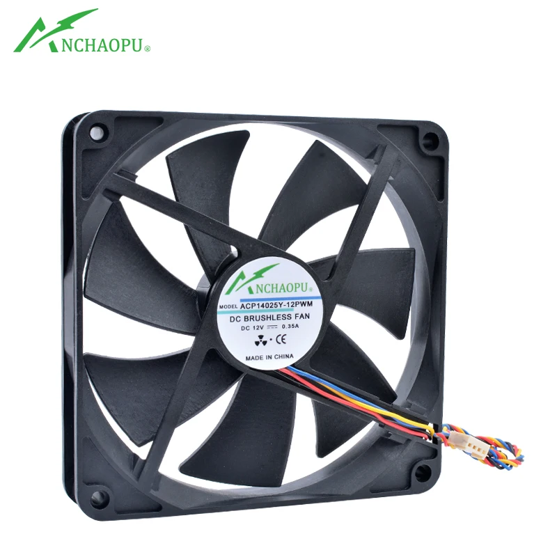 

ACP14025Y-12PWM 14 см 140 мм вентилятор 140x140x25 мм DC12V 0,35A 4 провода 4-контактный ШИМ-контроль скорости охлаждающий вентилятор для блока питания процессора корпуса